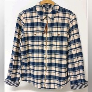 Chaps Zip-Up Shirt Jacket Blue & White Size S